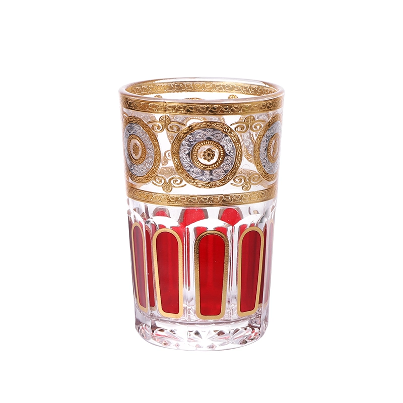 7oz Arabic Morocco Style Nice Printed Cups Red Tea Glass Tumbler