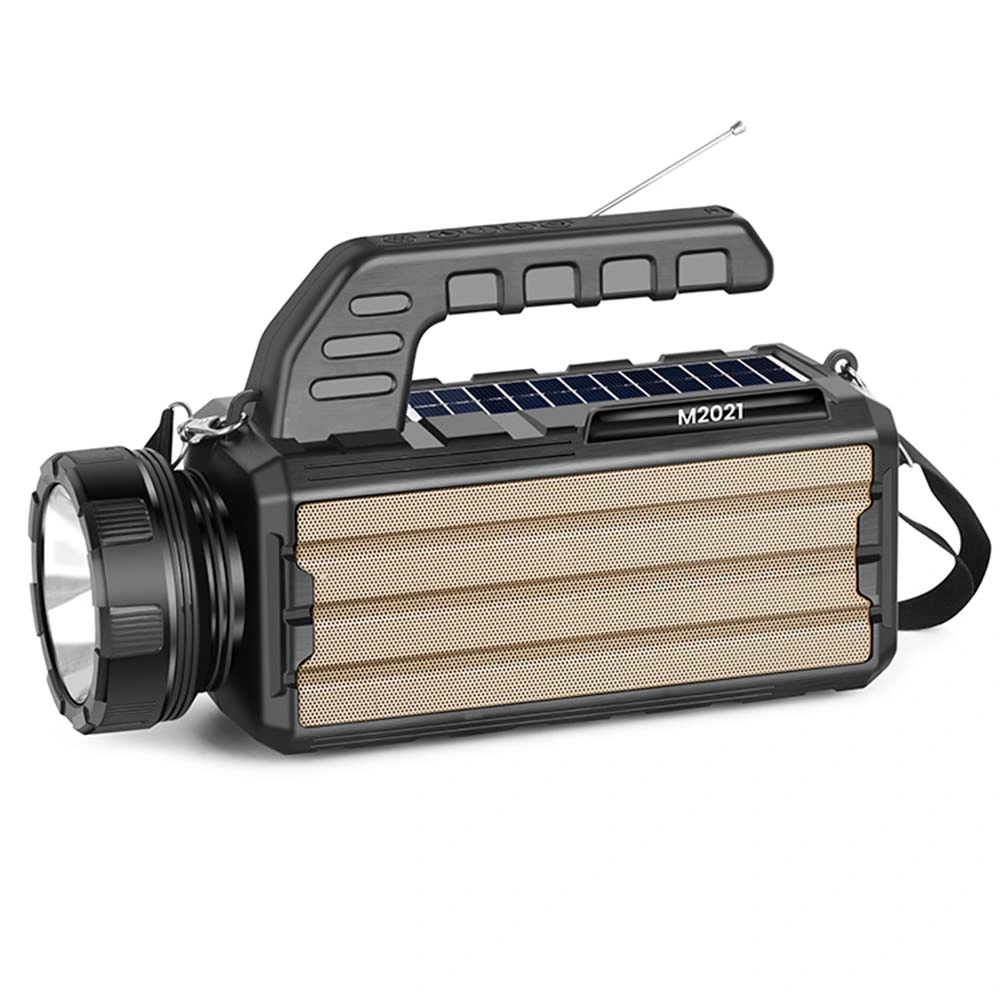 M2021 Outdoor Portable Integrated Solar TF Flashlight Wireless FM Speaker