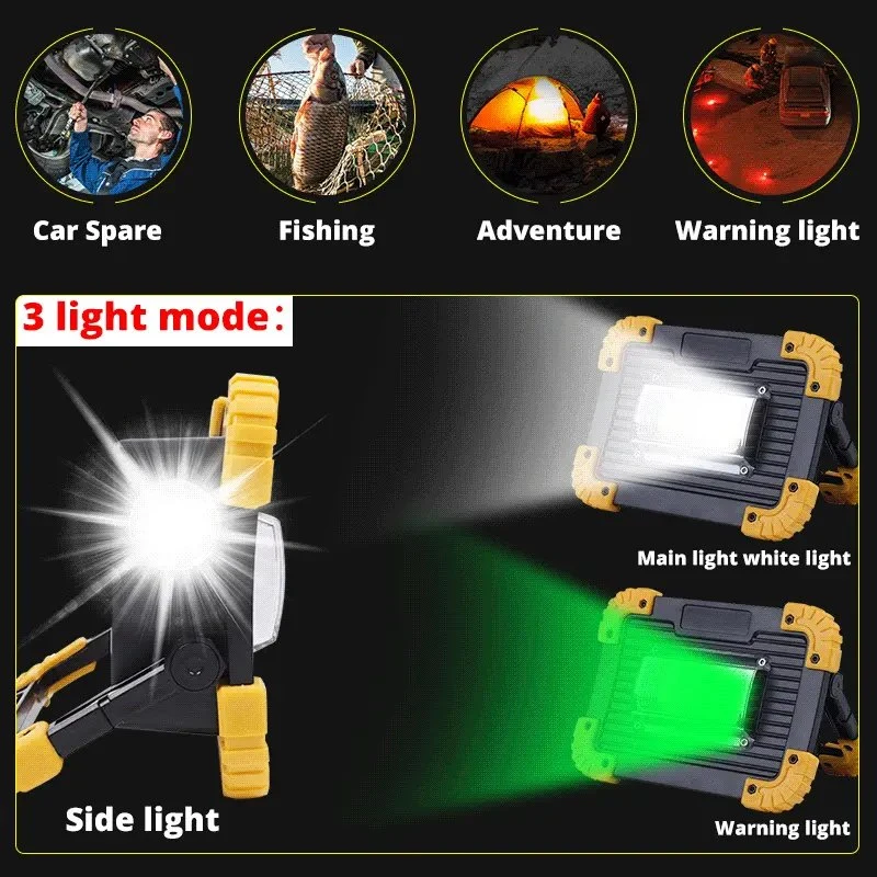 50W Portable LED Spotlight Rechargeable for Outdoor Camping