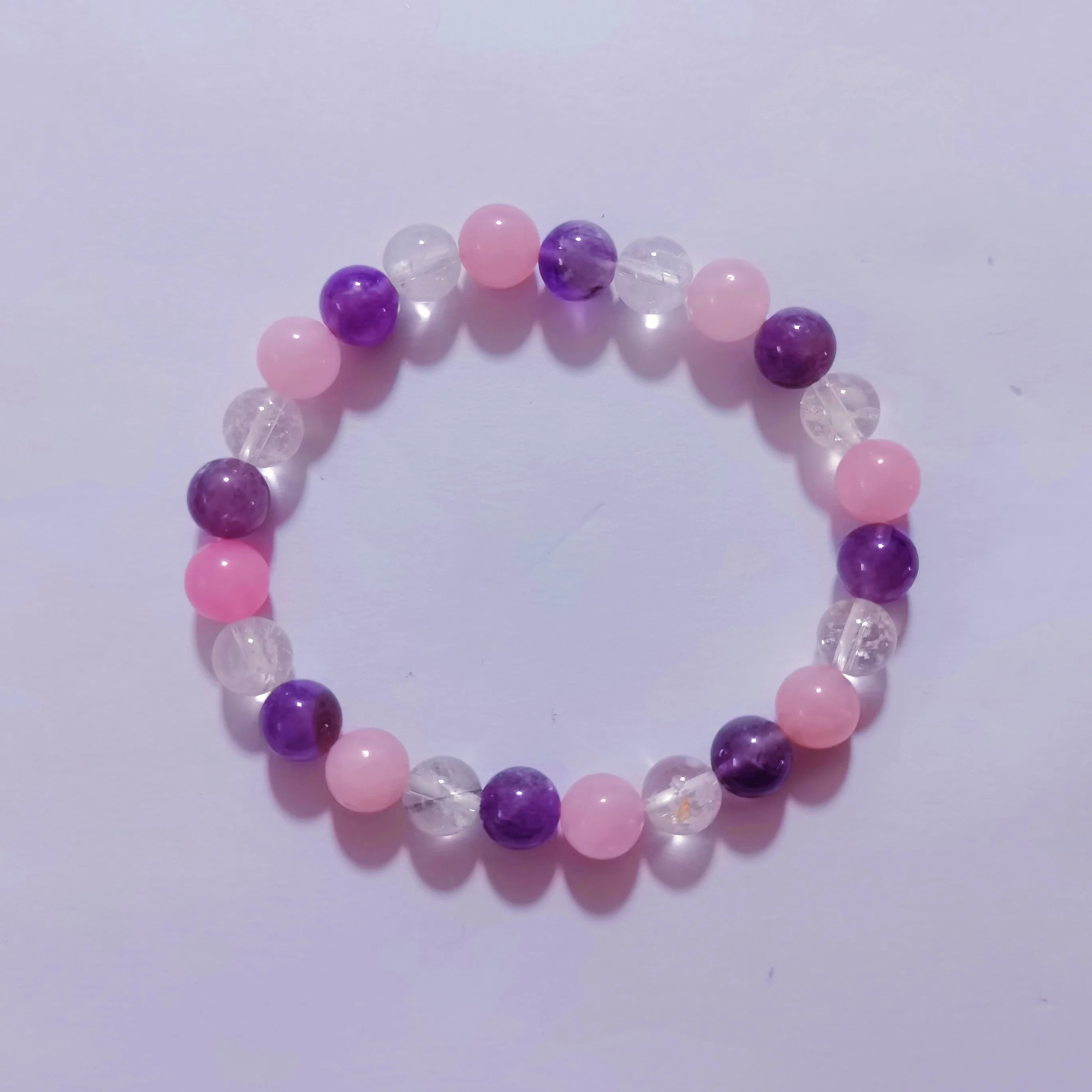 Semi Precious Stone Natural 6mm 8mm Crystal Rose Quarts Amethyst Bracelet Charming Bracelet Jewelry