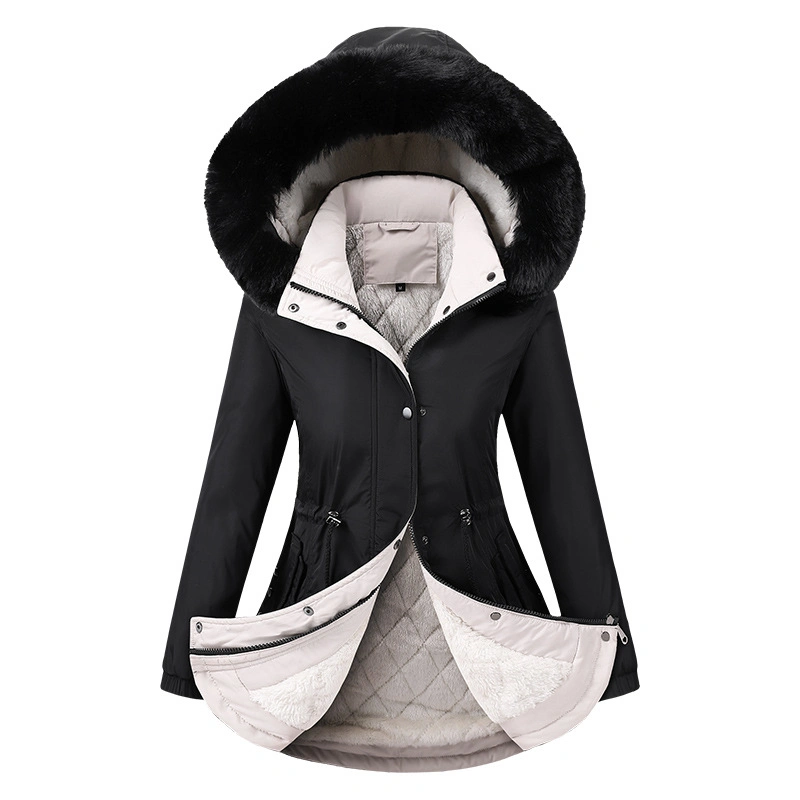 Longtemps les femmes à la mode personnalisé le coton Wind Jacket Hoody vêtements avec de la fourrure