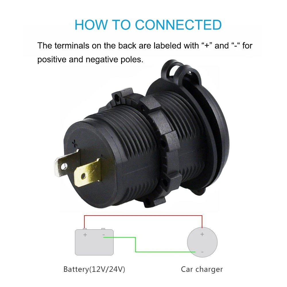 Isqueiro Indicador LED à prova de tomada de energia de 12V para aluguer de barco Marinho Motociclo veículo RV ATV