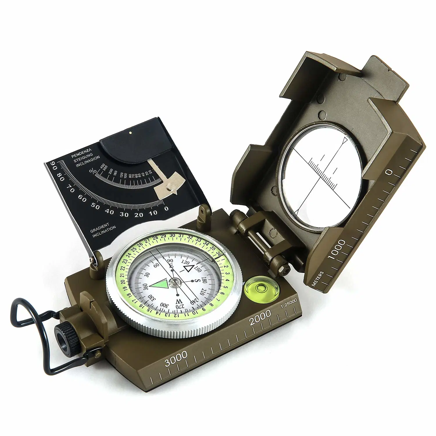 Multifunctional Inclinometer Impact Resistant Waterproof Sighting Navigation Compass