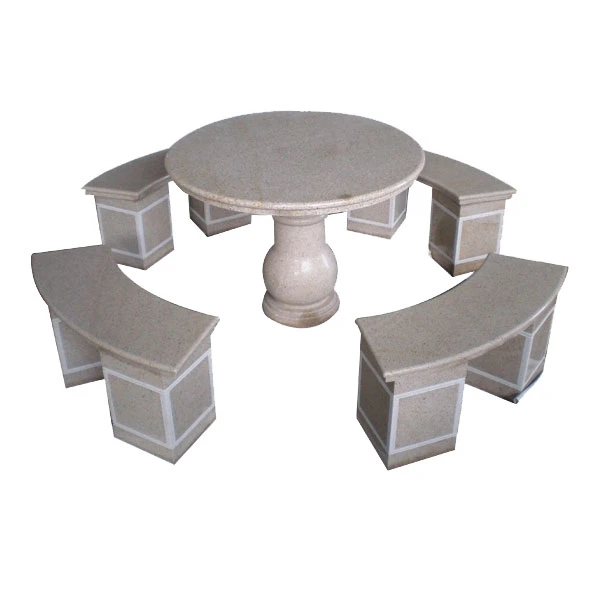 Outdoor Granite Stone Table Chairs Fine Workmanship Garden Ornaments