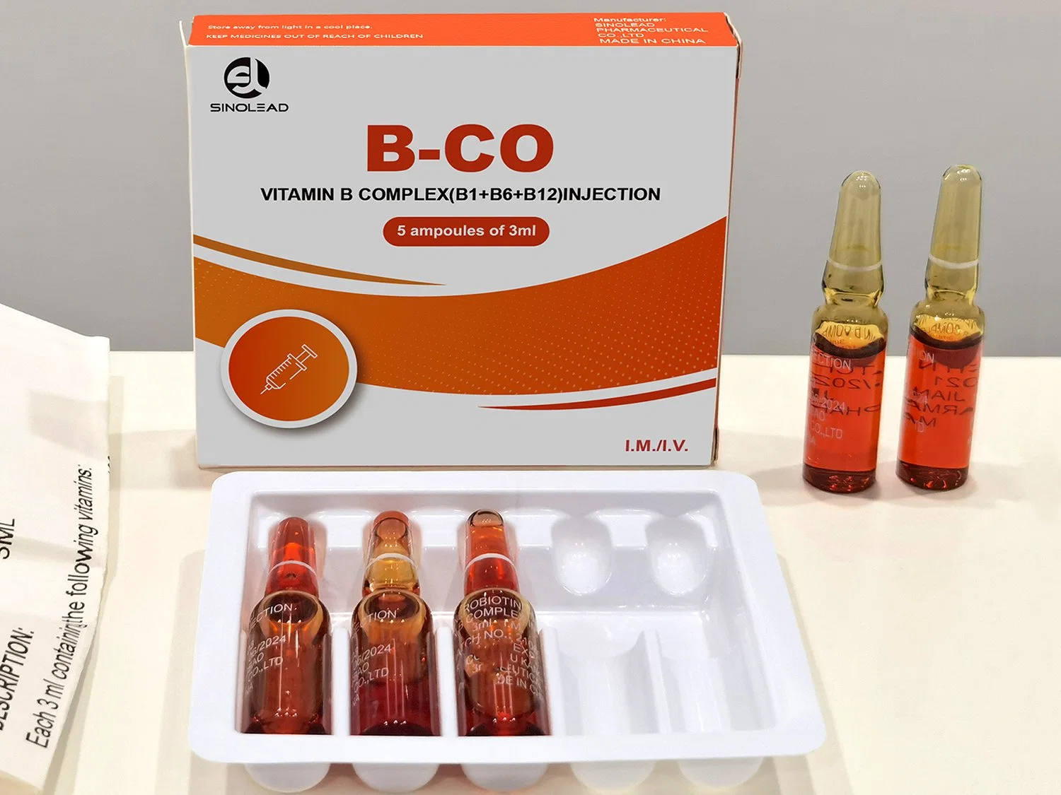 Vitamin B Complex (B1+B6+B12) Injection 3ml (5Ampoules/box)