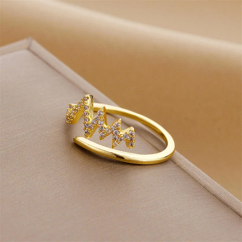 Korean Pearl Multi-Layer Ring Geometric Crown Four Leaf Clover Ring