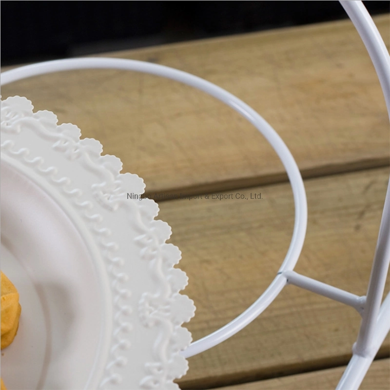 Manufacturer 2-Tier White Iron Cake Food Fruit Holder for Party