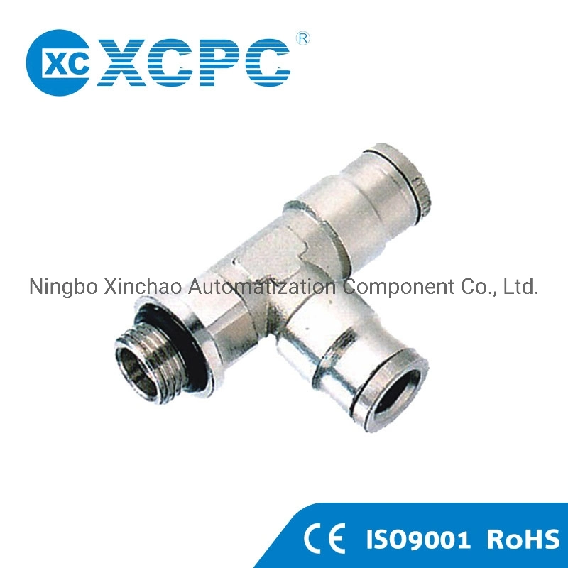 Xcpc Pneumatic Manufacturer China OEM Supplier BSPT Thread Speed Controller Metal Push-in Quick Connector Fittings