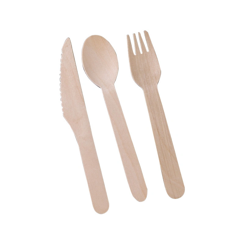 6.3 Inch Eco-Friendly Biodegradable Birchwood Disposable Cutlery Utensils Set