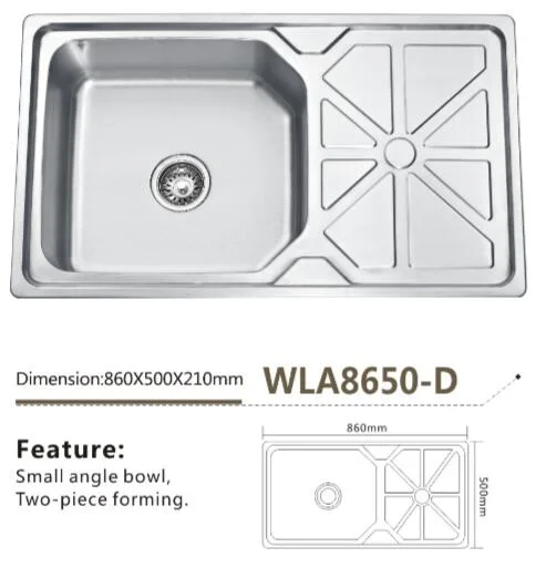 Wla8650-D Stainless Steel Sink Kitchen Sink with Drain Welding