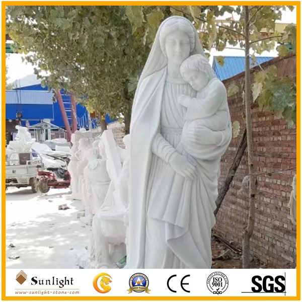 Natural Golden /White Carving Stone Marble Virgin Mary Statue for Religious Sculpture