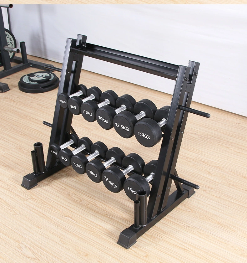 Rack de rangement d'haltères pour l'entraînement en salle de sport et l'haltérophilie.