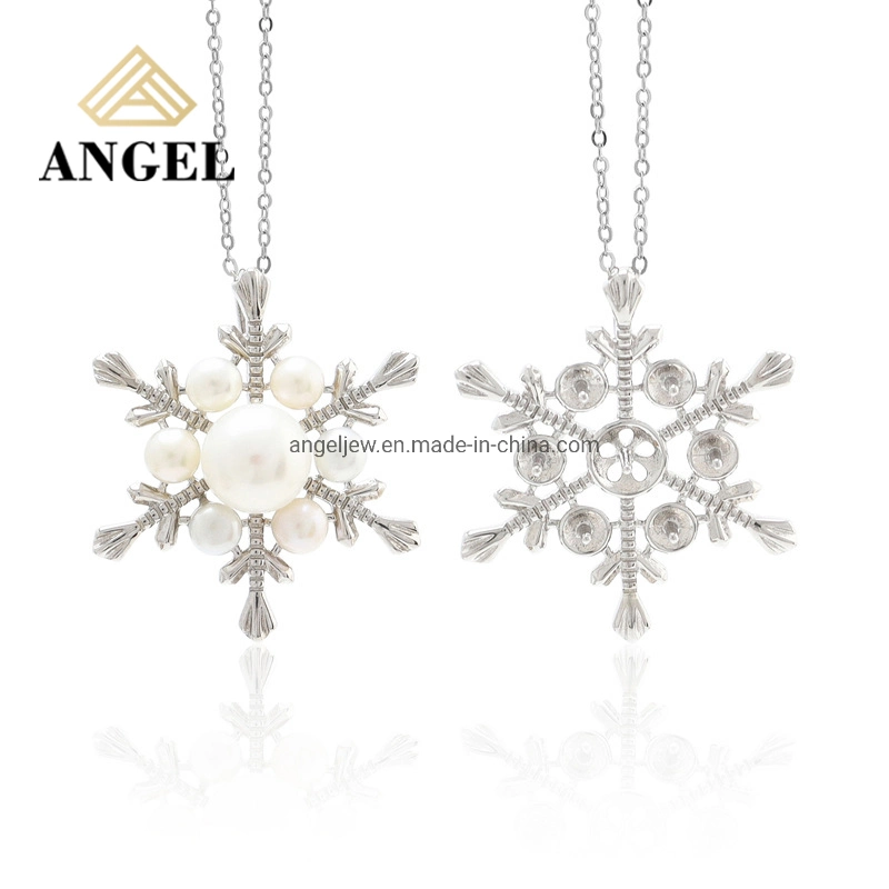 New Arrival 925 Ssterling Silver Fashion Snowflake Design Wholesale Necklace