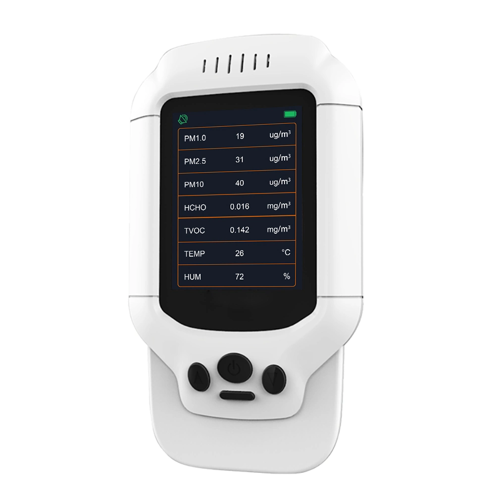 2023 New LCD Air Quality Monitor Detector Formaldehyde Pm2.5/1.0/10 Tvoc Temperature Humidity Aqi Meter for Indoor Use