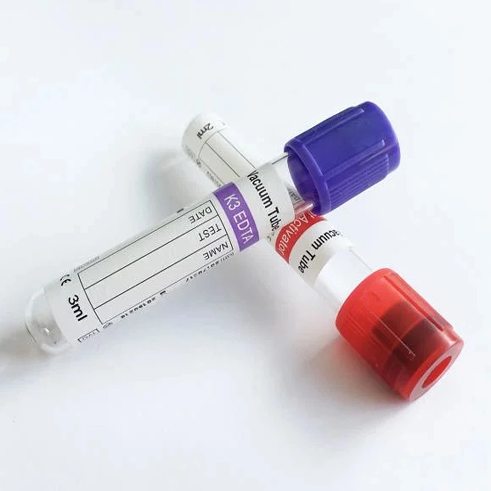 Vidro de plástico descartáveis médicos Roxo ativador de coágulo com tampão citrato de sódio tubo PT 5ml K2 K3 EDTA Tubo de soro de depressão do tubo de coleta de sangue