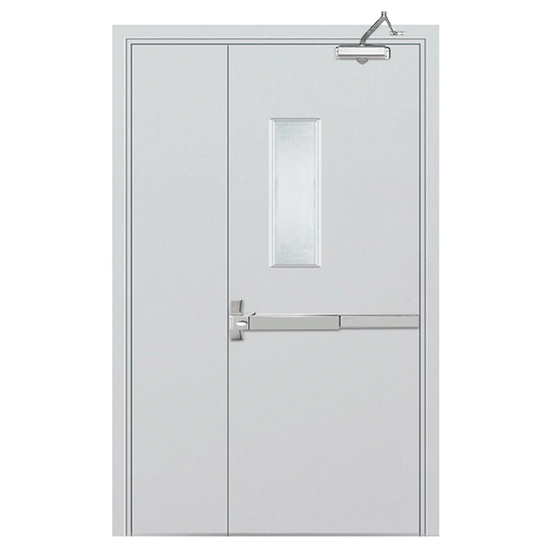 Exir emergencia puerta de acero resistentes al fuego de vidrio de control de humo visible de la puerta de fuego con la alarma de pánico el dispositivo de escape