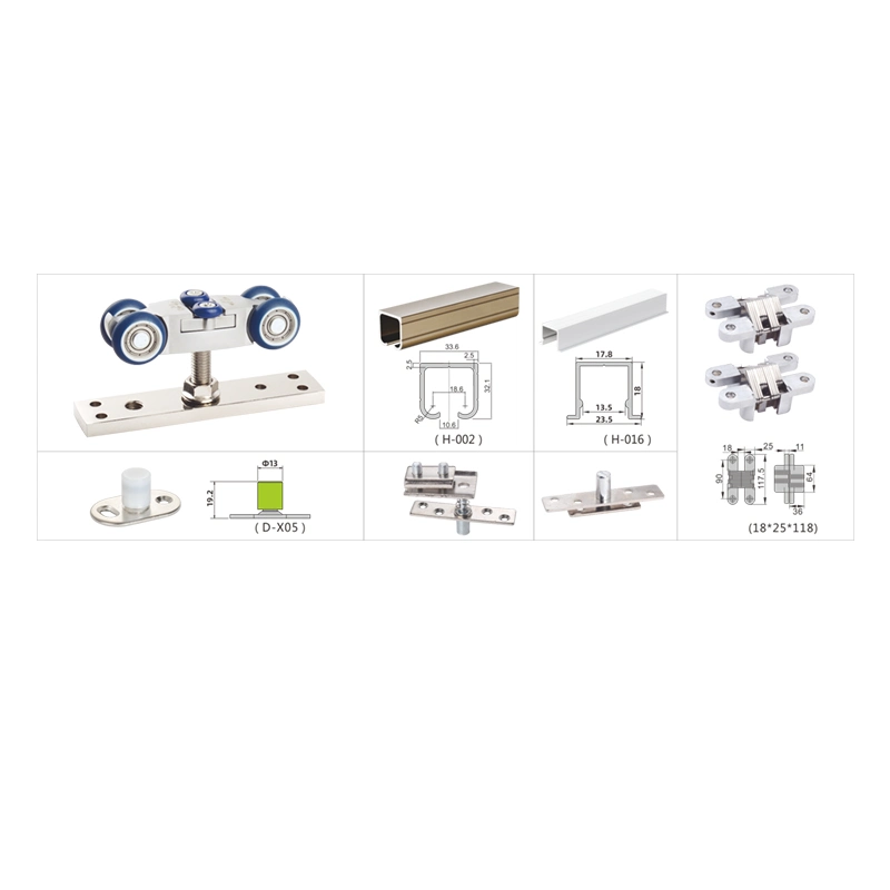 40-50 mm de cristal plegable de madera puerta corredera Sistema de rodillos