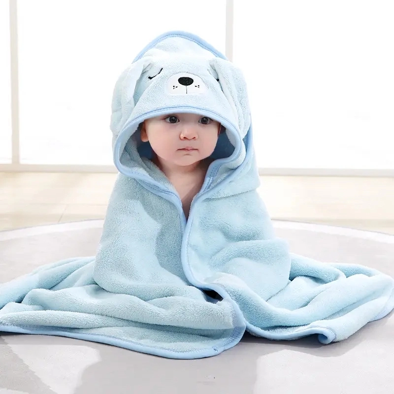 Hot Coral Velvet Animal Hooded Soft Children's Hooded Cloak Bath Towel