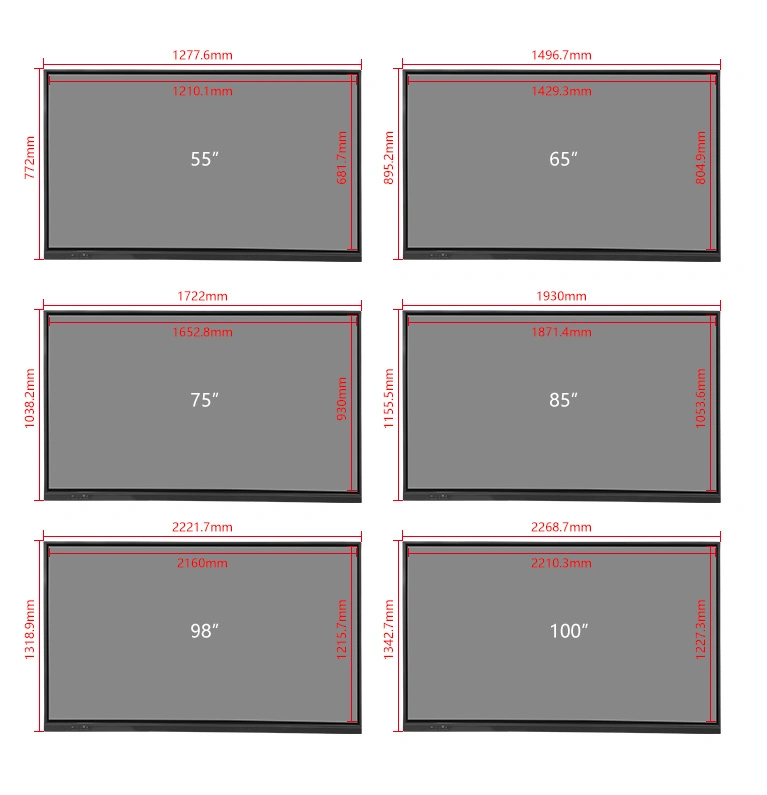 55 Inch Wall Mounted 4K Display Dual OS Interactive Smart Electronic Whiteboard for Education or Conference