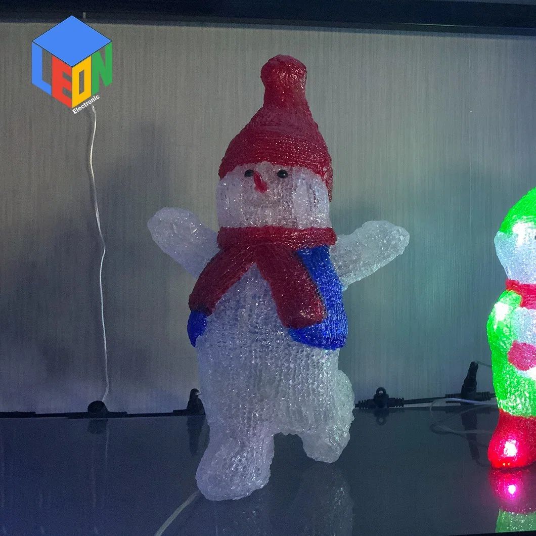 Festival Christmas New Year Celebrate Home and Garden Decoration Acrylic LED Light Snowman with Hands up