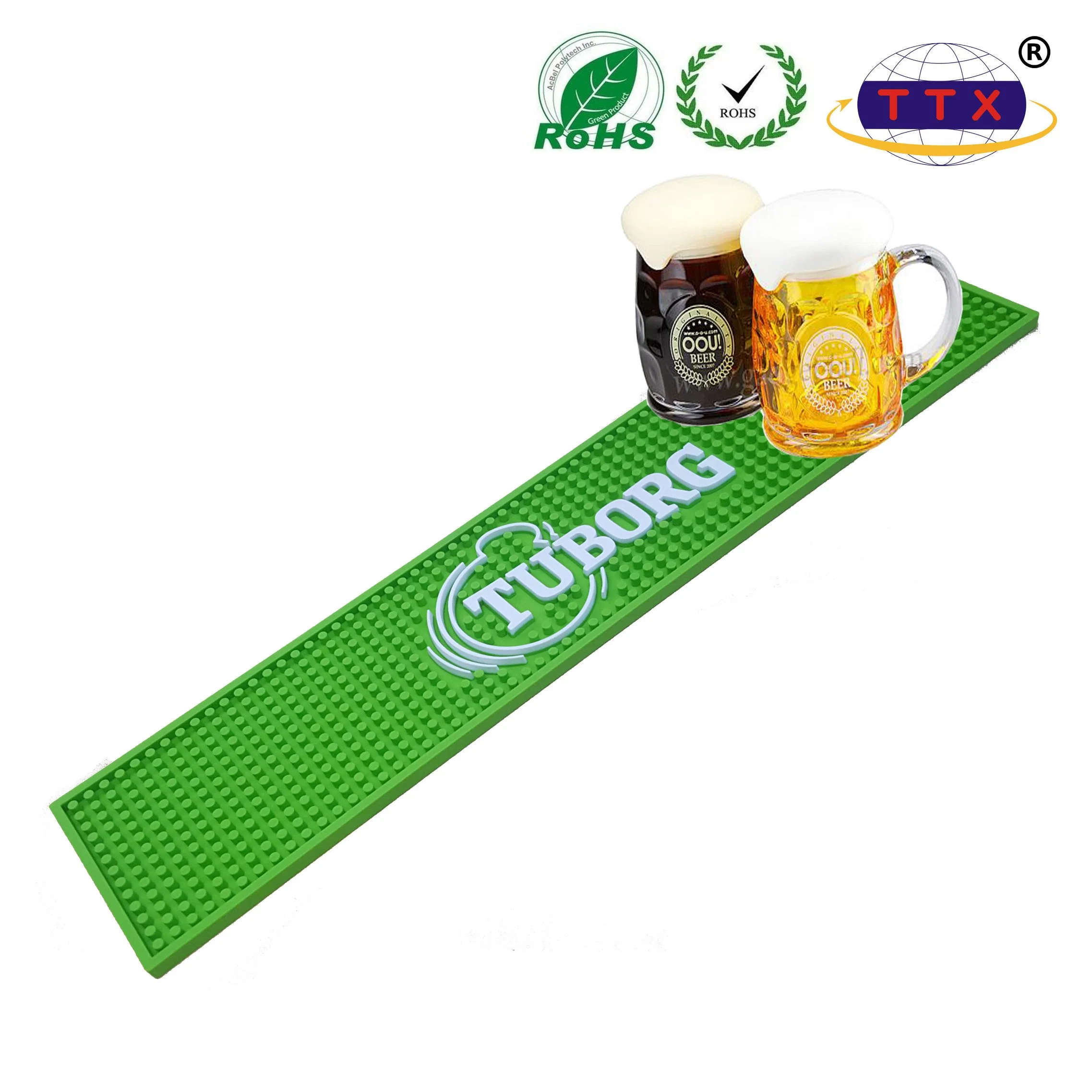 Customized Embossing Logo Soft Flexible PVC Bar Mat Non Slip Easy Clean Bar Drip Drain Mat