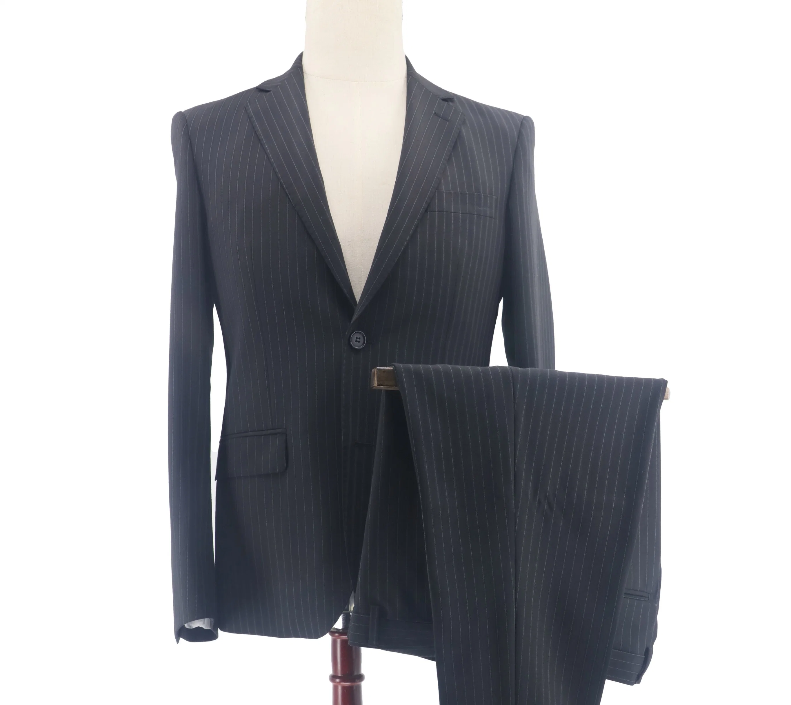 Men's Pinstripe 2 Piece Tailored Fit Elegant Single Breasted Business Suits