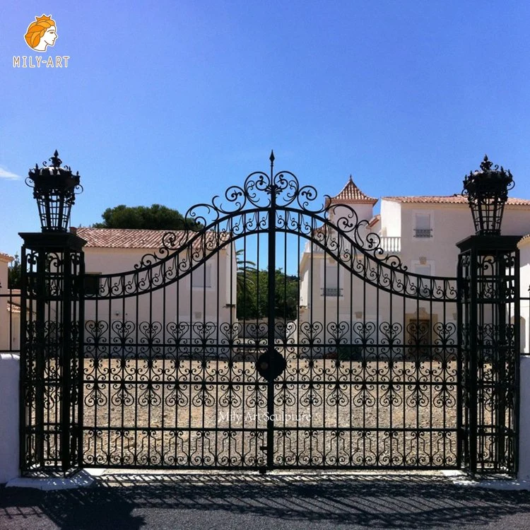 Villa Garden Yard Entrance Double Swing Metal Main Wrought Iron Gate