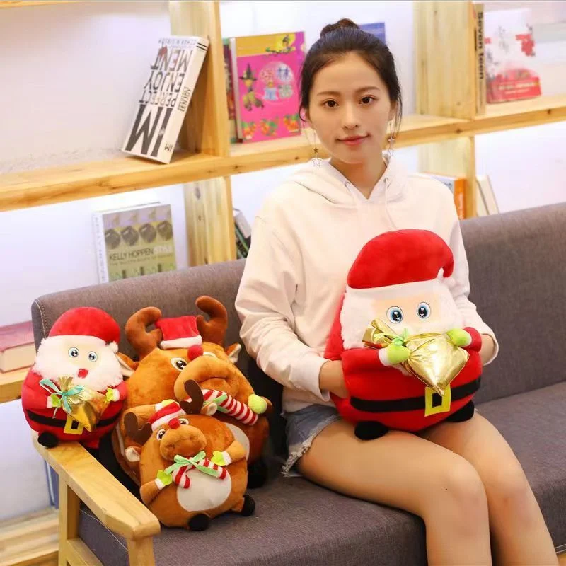 Santa Claus Doll Student Hand Warmer Cover Pillow Can Meddle Elk Plush Toy Christmas Gift Wholesale/Supplier