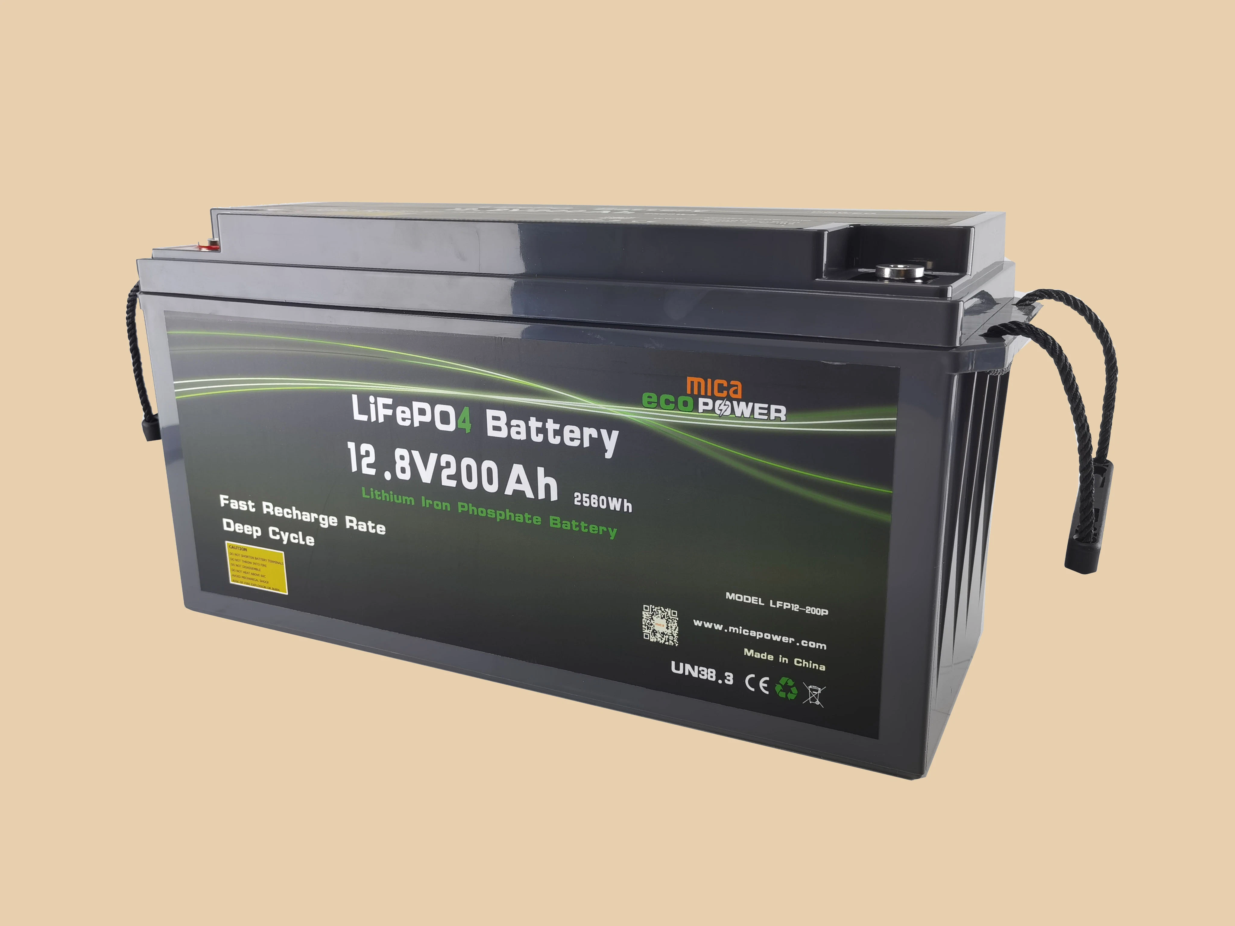 Le mica à cycle profond 12V 200Ah batterie solaire pour la maison du système de stockage de l'énergie batterie LiFePO4 Pack