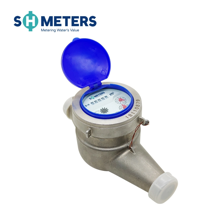 DN15-DN50 R160 قراءة شاشة متعددة Jet Dry-Dial من الفولاذ المقاوم للصدأ اكتب Water Meter (عداد الماء)