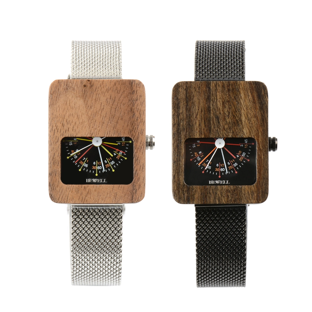 Square Bewell Wrist Watch Women Lady Custom Mesh Wooden Watches Women Watch Trending Product 2021 New Arrival