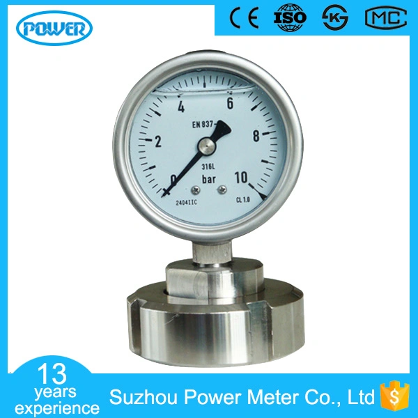 2.5 Inch Diameter Ss316L Threaded Connection Diaphragm Pressure Gauge Dn 25