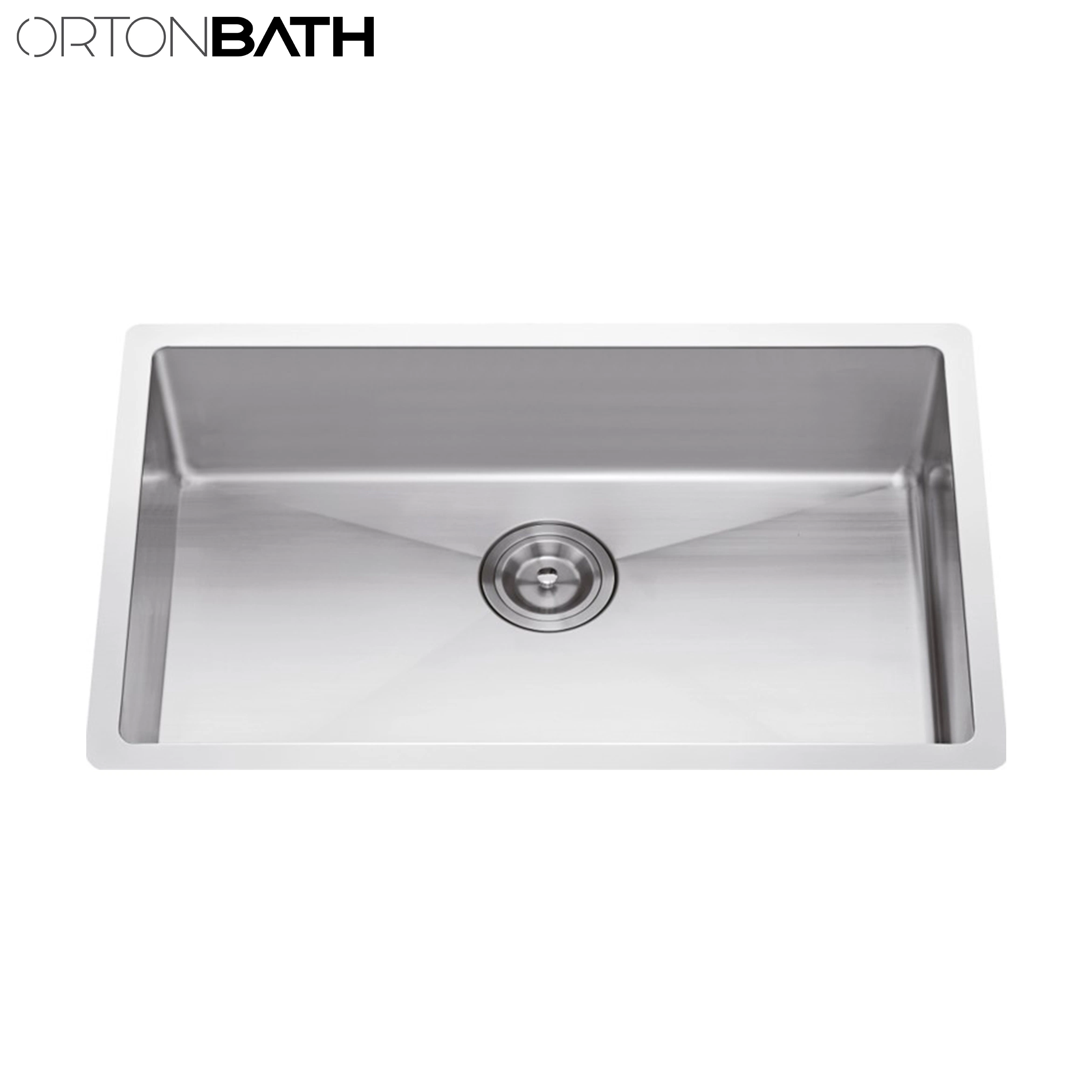 Ortonbath Large 304 Stainless Steel Rectangular Handmade Kitchen Top Mount Sink Catering Single Bowl with Drainer Set