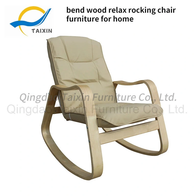 Bent Wood Leisure Rocking Chair Wooden Furniture with Foot Rest Txrc-09