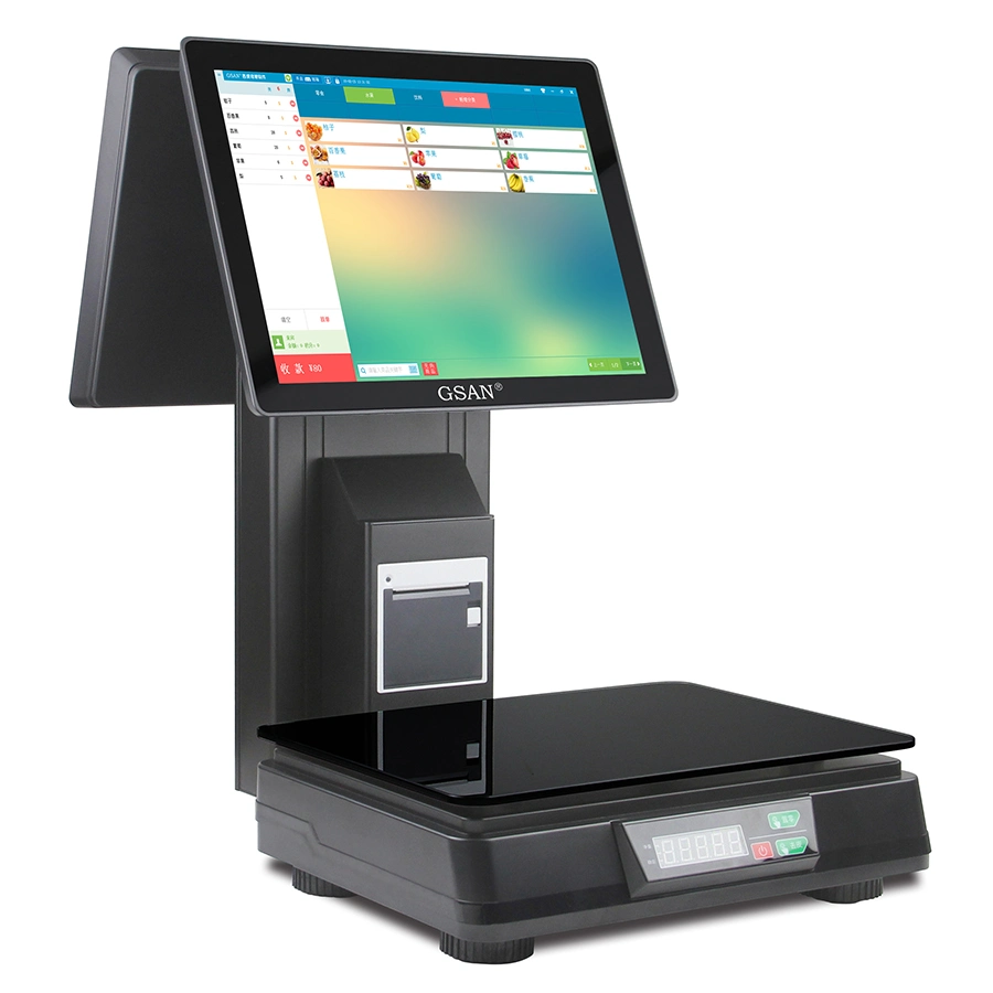 Dual Screen 15 Inch LED Touch PC POS Scale