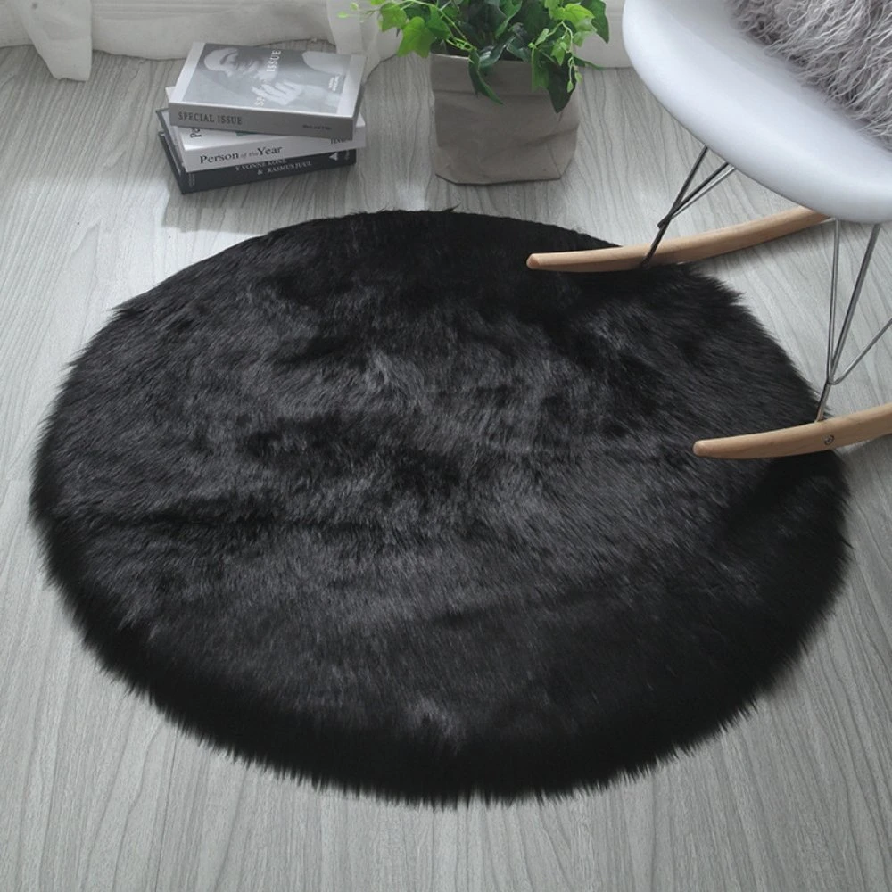 Fur Round Rug Faux Sheepskin Fluffy Floor Carpet Circle Shaggy Mat Esg23211