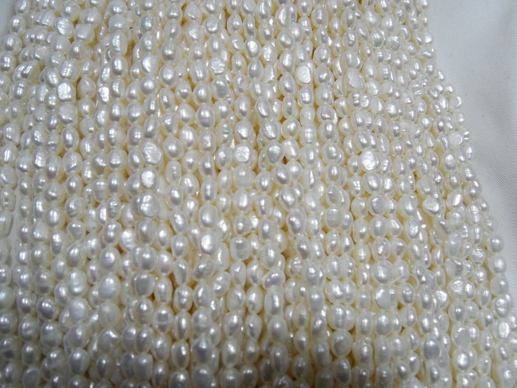 6-7mm White Nugget Baroque Cultured Freshwater Pearl Strands Wholesale (ES391)