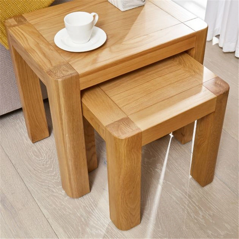 China Wholesale/Supplierr Wooden Furniture Soho Oak Nest of 2 Tables Rustic Rectangle Tea Table Nest Sofa Center Coffee Table Used in The Living Room and Bedroom