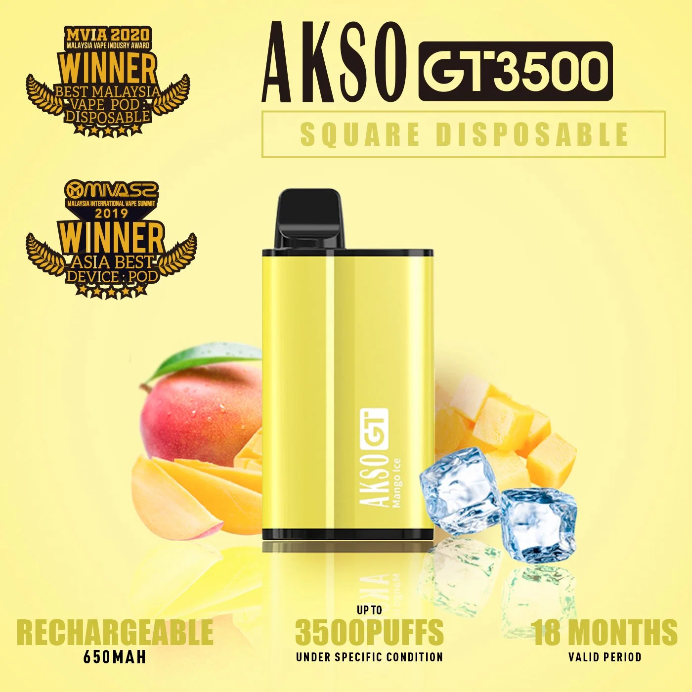 1800 Puffs Fruchtgeschmack Einweg-Zigarette Vape Pen Akso Gt 3500 Puff Fabrikpreis