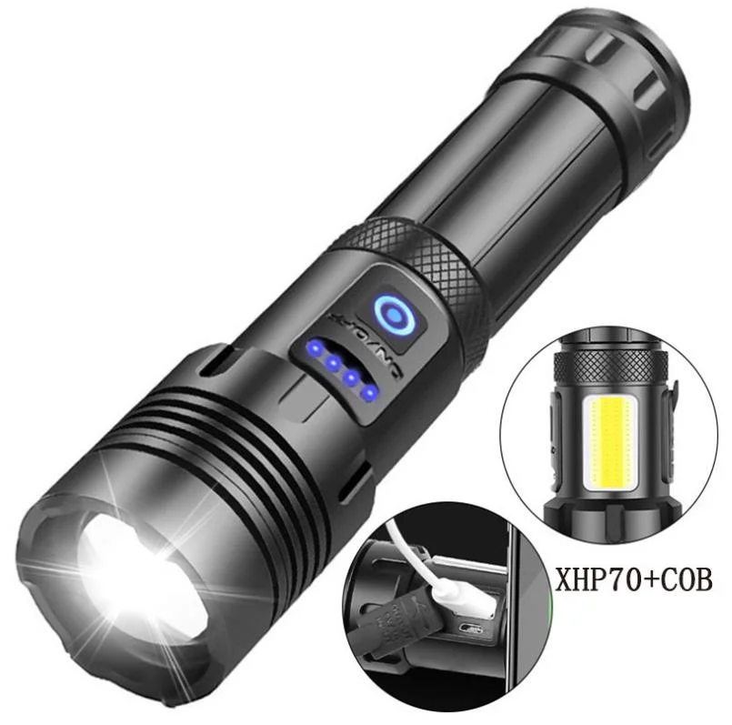 Power Bank Function Telescopic Zoom Type-C USB Charging Strong Bright Flashlight Long Endurance