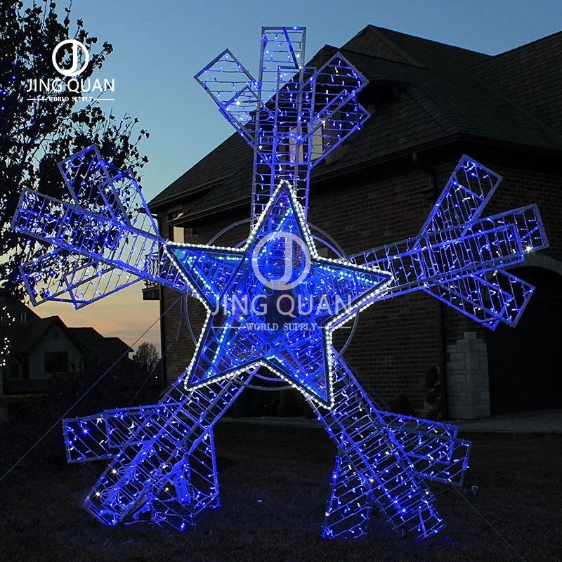 Floor-Standing Christmas Lights LED Snowflake Motif Lights Customized Illuminated Park Decoration Fashion Design Lamp