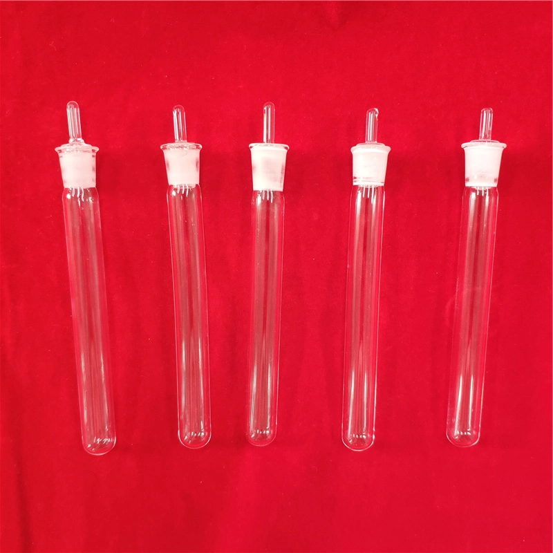 Laboratory Glassware Clear Round Bottom Standard Quartz Glass Test Tube with Ground Joint Stopper 19/26