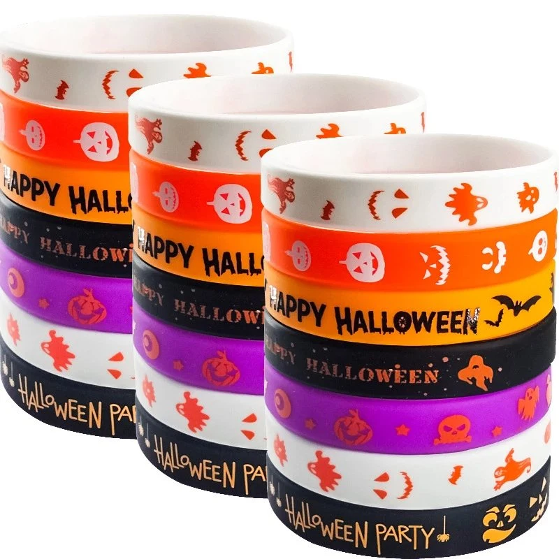 RFID Silicone Halloween High quality/High cost performance  Promotional Gift Keychain Lifesaving Event Party PVC Bracelet Hot Selling Holiday Embossed Wristband for Souvenir