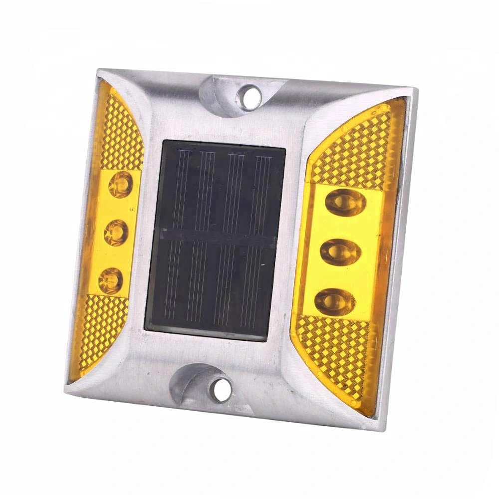 Aluminium Alloy Solar Power LED Flashing Square Road Stud Waterproof Outdoor Double Sides Cat Eyes Reflective Stud