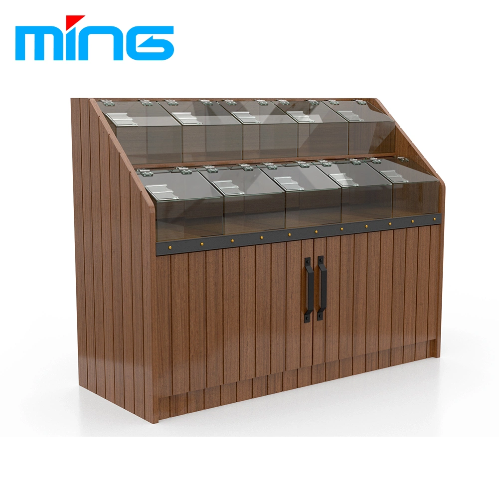 Supermarket Custom Wooden Display Rack with Plastic Box for Store