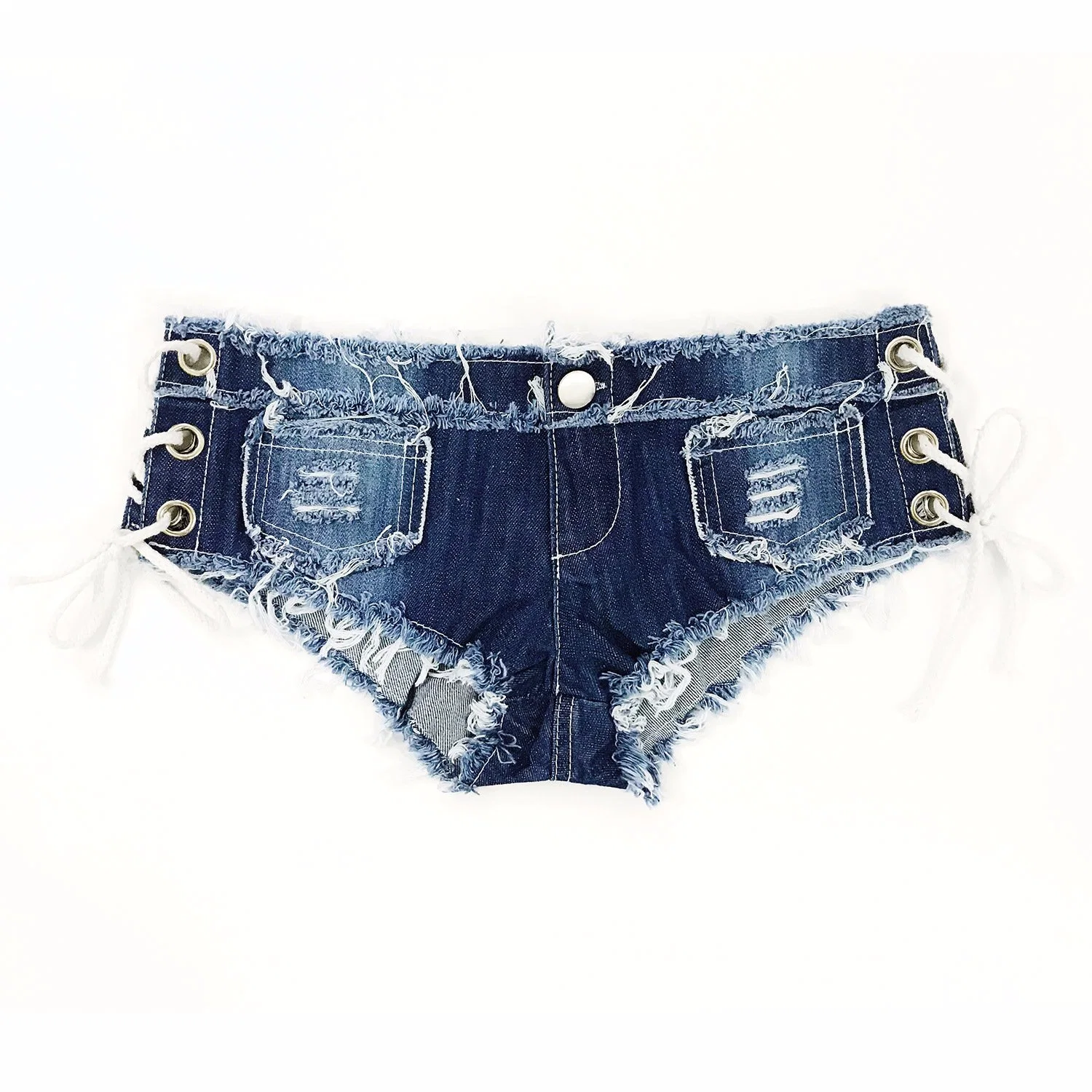 Women Sexy Jeans Shorts Knotted Band Low-Waist Short Pants Sexy Nightclub Fashionable Sexy Short Clubwear Esg14026