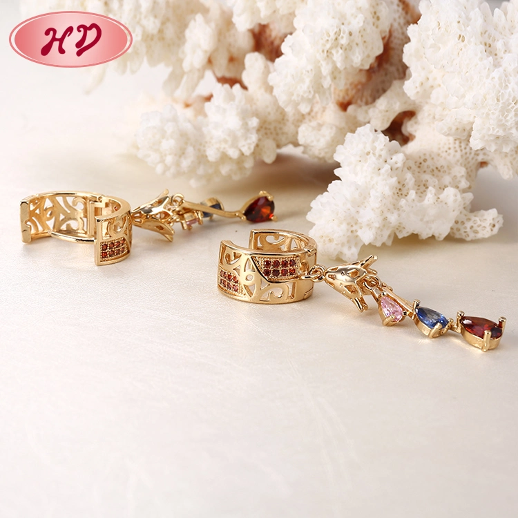 2020 Hot Wholesale/Supplier Wedding Fashion Jewelry 18K Gold Hook Earrings with Rhinestone for Women