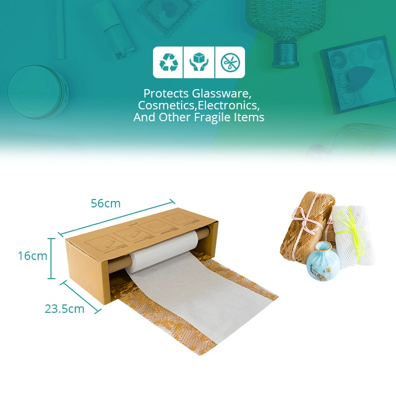Cost-Effective Easy to Use Dispenser Brown Honeycomb Paper Packaging Cushion Kraft Roll Wrapping Paper