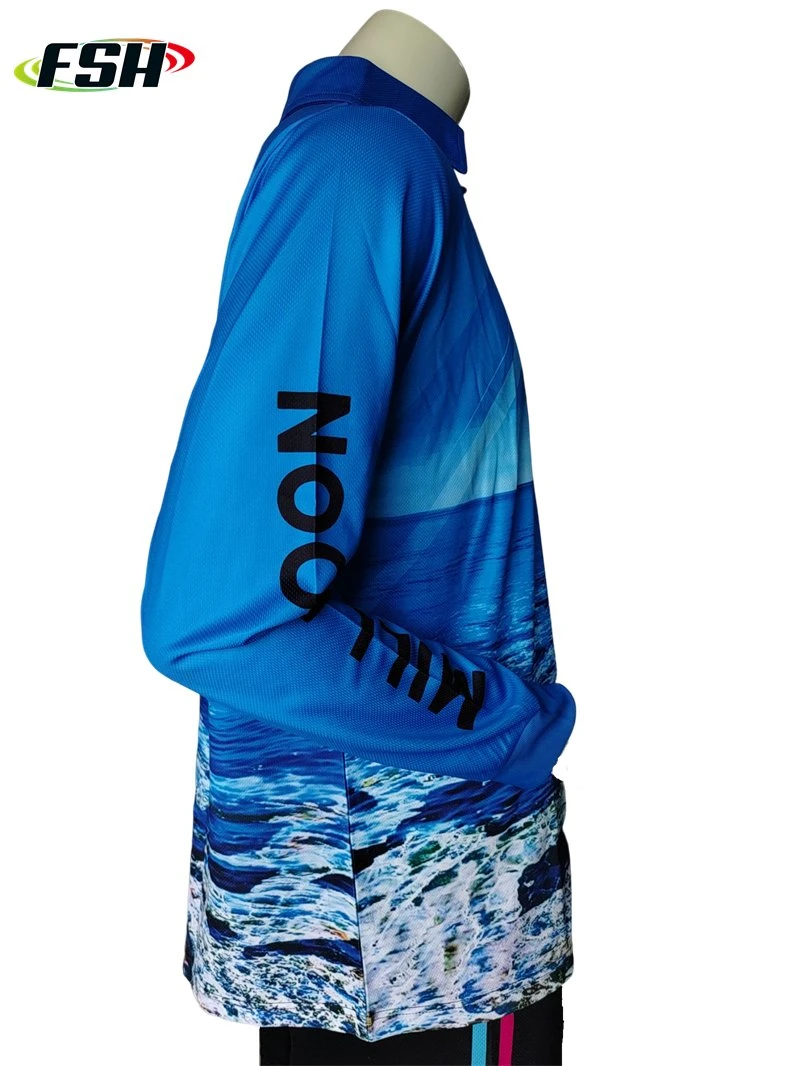 Custom Latest Design Long Sleeve Breathable Customize Tournament Sublimation Fishing T-Shirts Jersey UV Fishing Shirts