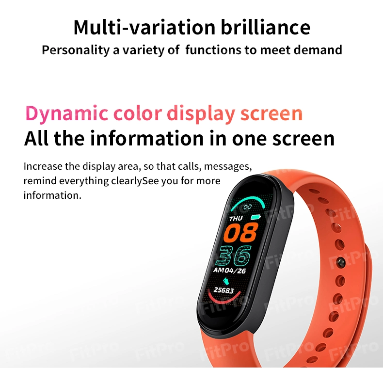 Hot Selling M6 Smart Bracelet Full Display Heart Rate Blood Pressure Mi Band 6 Smartwatch M6